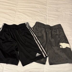 Adidas Kids Black Shorts with Gray Stripes